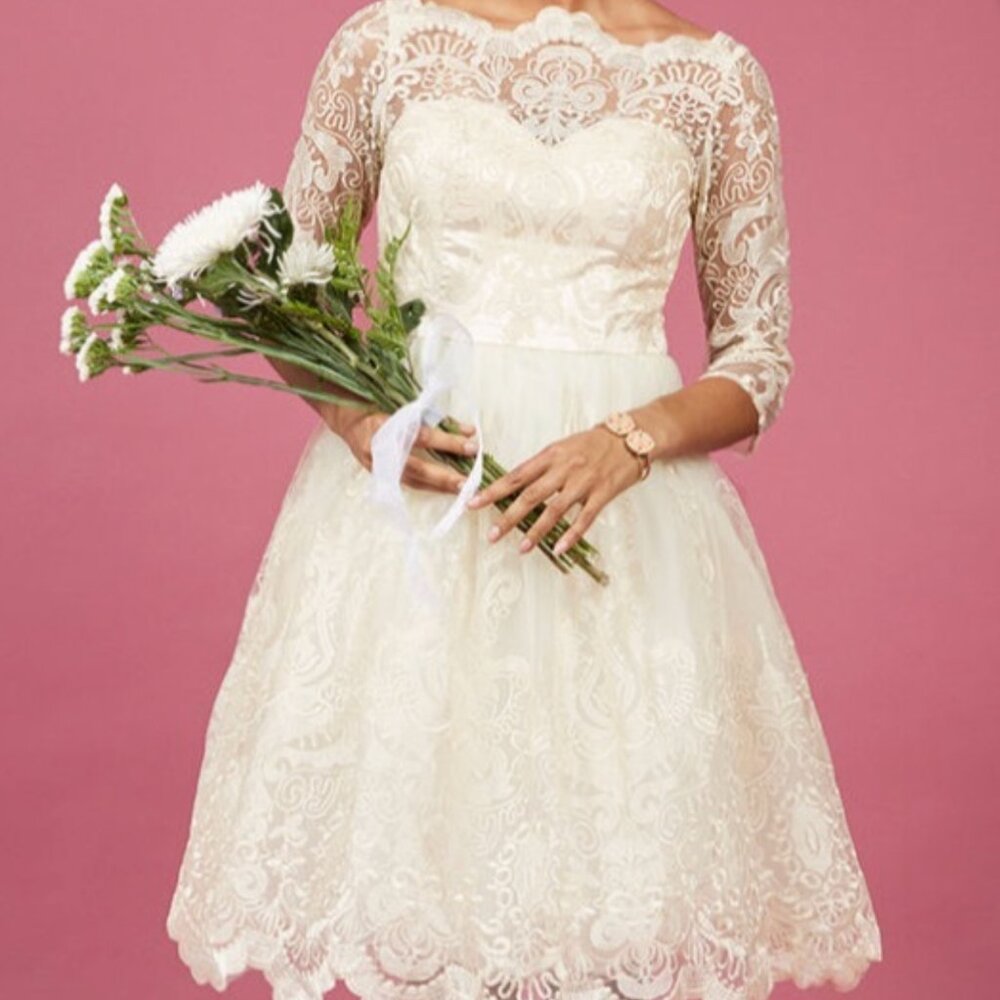 Chi Chi London Gilded Grace MothCloth Lace Tea Dress